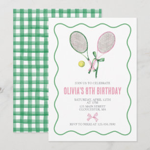 Invitation d'anniversaire à carreaux prépa tennis