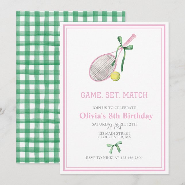 Invitation d'anniversaire à carreaux preppy de ten (Devant / Derrière)