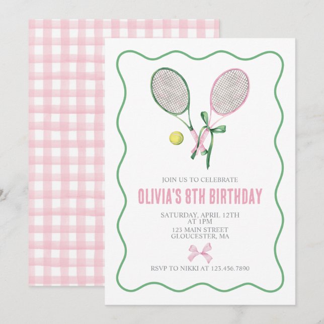 Invitation d'anniversaire à carreaux preppy de ten (Devant / Derrière)