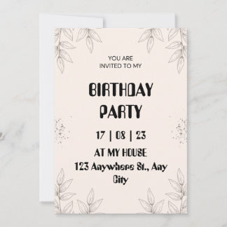 Invitation d'anniversaire à feuille marron doux