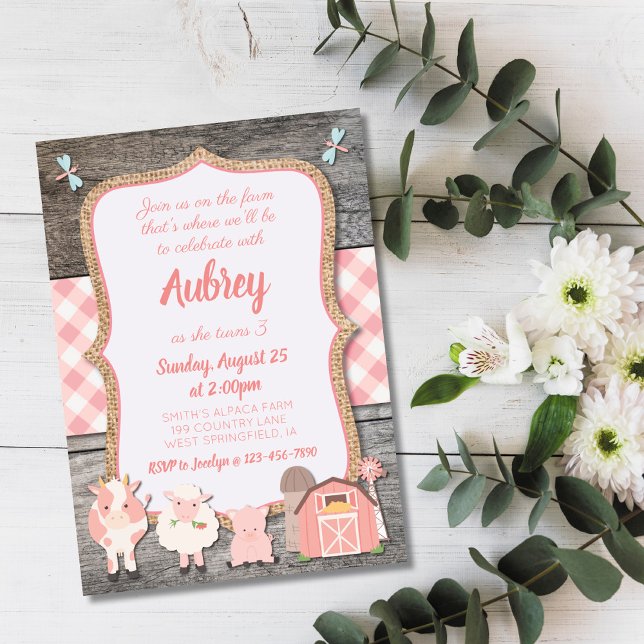 Invitation d'anniversaire à la ferme (Créateur téléchargé)