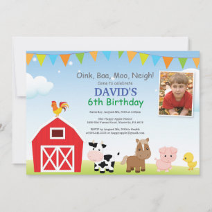 Invitation d'anniversaire à la ferme Fête de la co