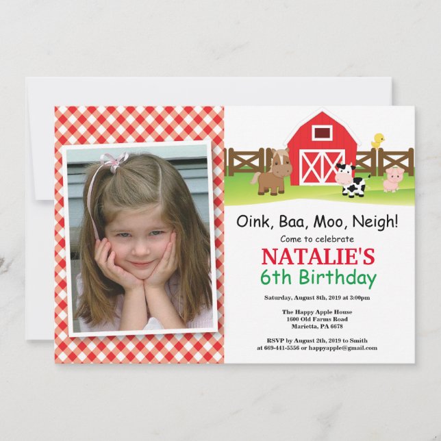 Invitation d'anniversaire à la ferme Fête de la co (Devant)