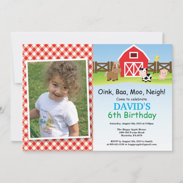 Invitation d'anniversaire à la ferme Fête de la co (Devant)