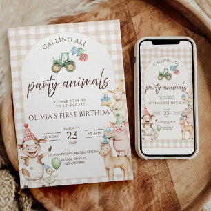 Invitation d'anniversaire à la ferme Fête de la co