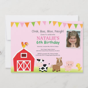 Invitation d'anniversaire à la ferme Fête de la co