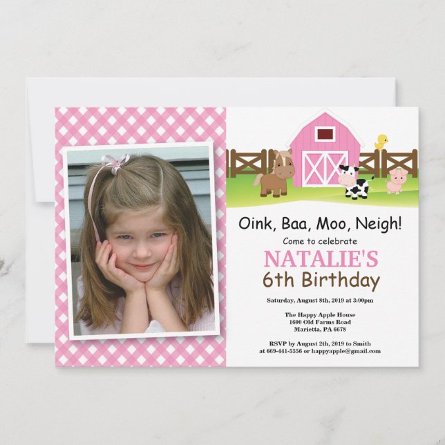 Invitation d'anniversaire à la ferme Fête de la co (Devant)