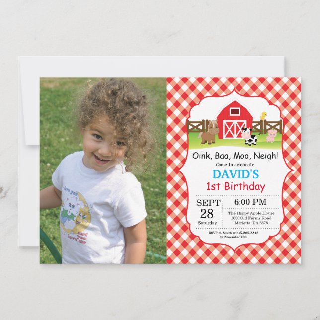 Invitation d'anniversaire à la ferme Fête de la co (Devant)