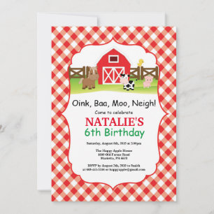 Invitation d'anniversaire à la ferme Fête de la co
