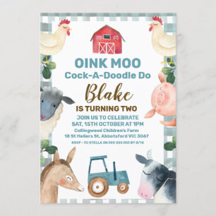 Invitation D'Anniversaire À La Ferme Plantée Bleue