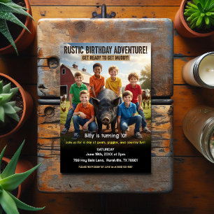 Invitation d'anniversaire à la ferme rustique