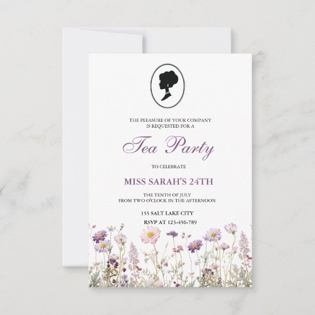 Invitation d'anniversaire à la fête de jardin Rége (Devant)