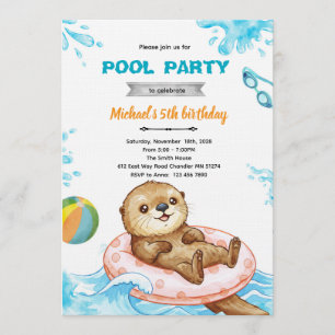 Invitation d'anniversaire à la fête de la loutre à