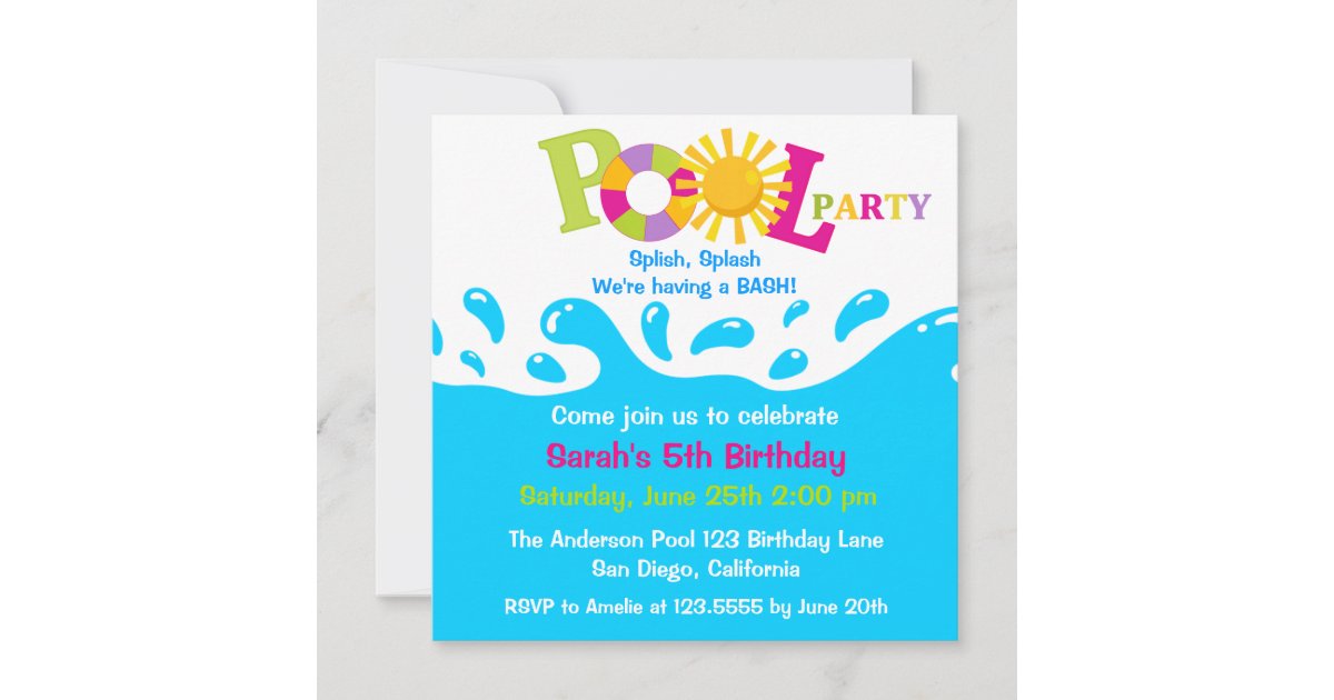 Invitation D Anniversaire A La Fete De La Piscine Zazzle Fr