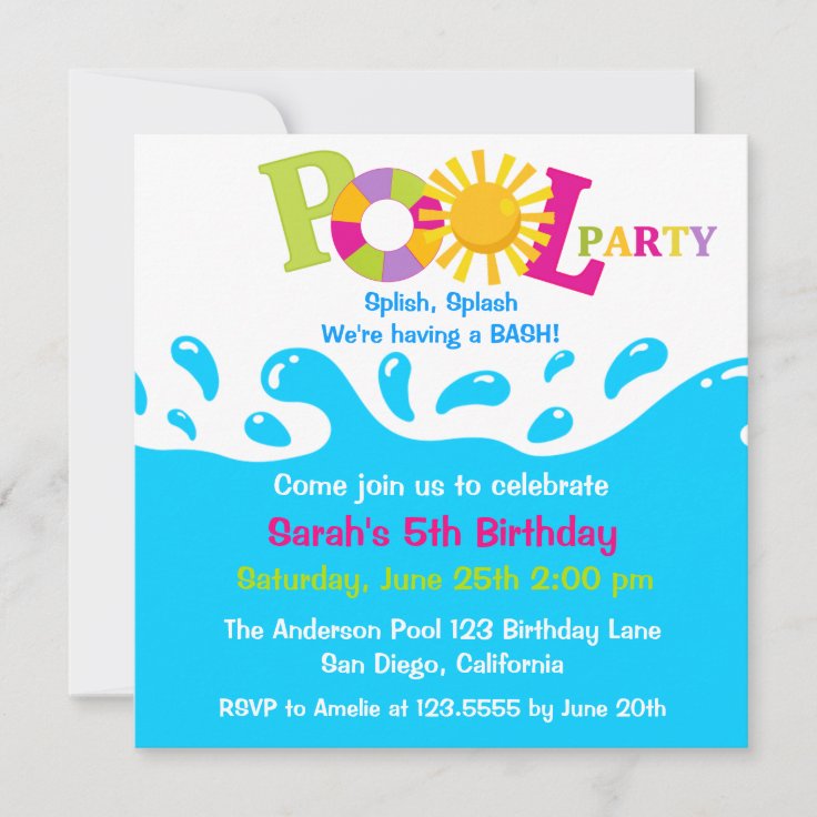 Invitation D Anniversaire A La Fete De La Piscine Zazzle Fr