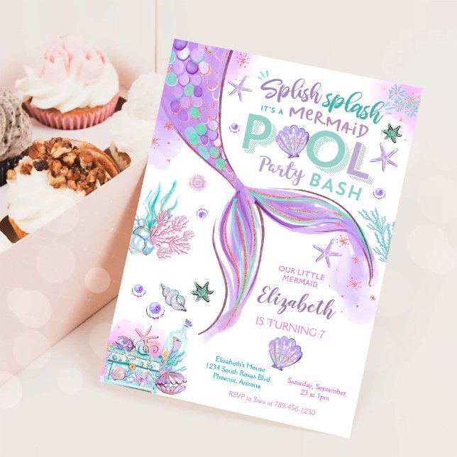 Invitation d'anniversaire à la fête de la piscine  (Créateur téléchargé)