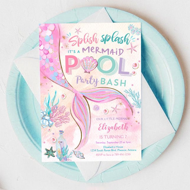 Invitation d'anniversaire à la fête de la piscine  (Créateur téléchargé)