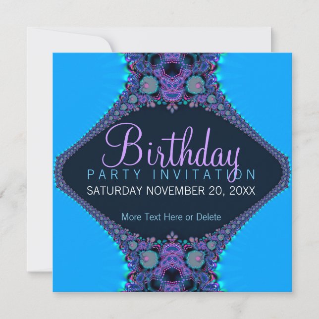 Invitation d'anniversaire à la fête du récif pourp (Devant)
