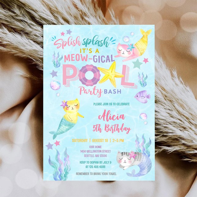 Invitation d'anniversaire à la fête piscine de Meo (Créateur téléchargé)