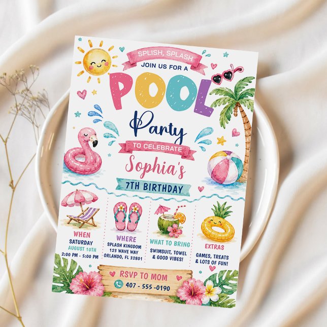 Invitation d'anniversaire à la fête tropicale au b (Créateur téléchargé)