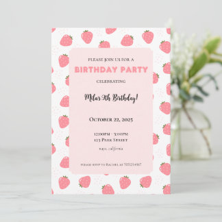Invitation d'anniversaire à la fraise