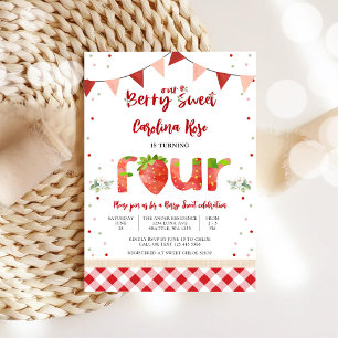 Invitation d'anniversaire à la fraise douce Berry 