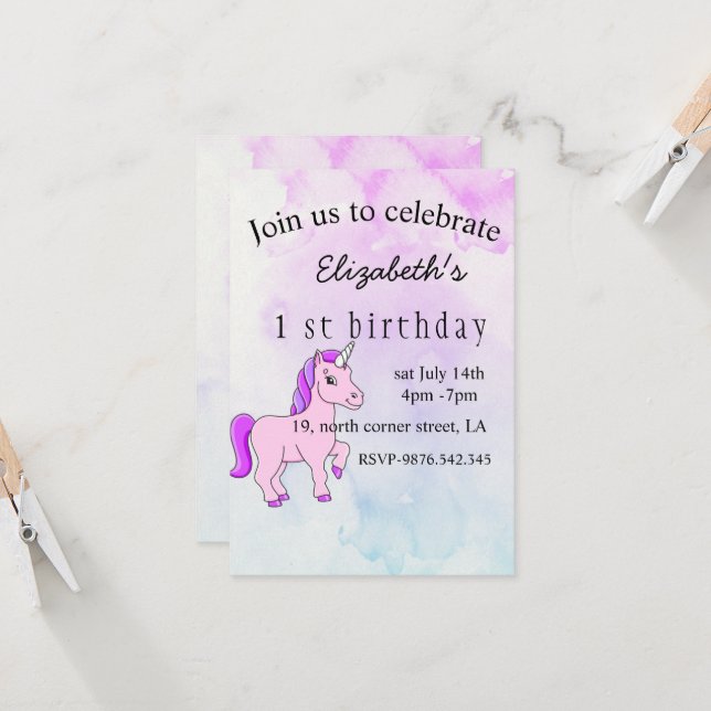 invitation d'anniversaire à la magie violette de l (Devant/Arrière en situation)