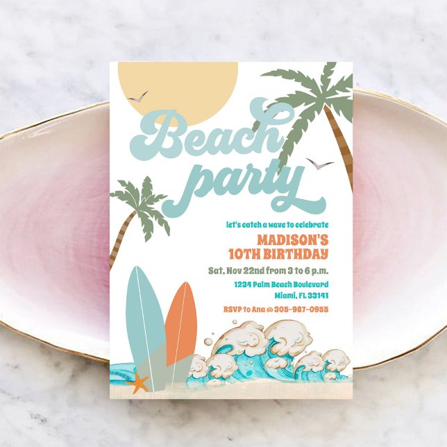 Invitation d'anniversaire à la plage (Créateur téléchargé)