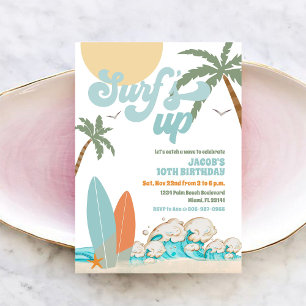 Invitation d'anniversaire à la plage de surf