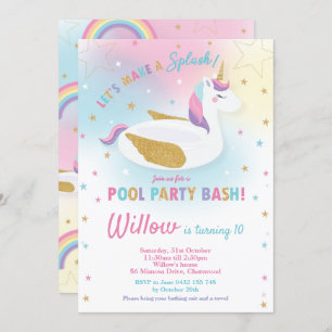 Invitation d'anniversaire à la Rainbow Unicorn Poo