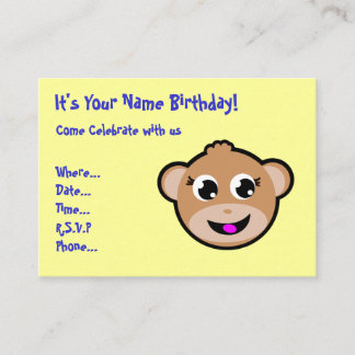 invitation d'anniversaire à la tête du singe