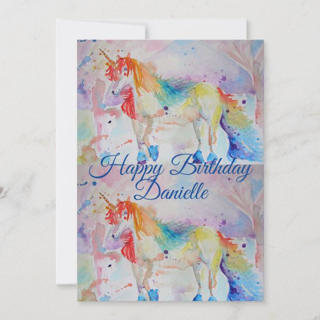 Invitation d'anniversaire à l'aquarelle d'art de l (Devant)