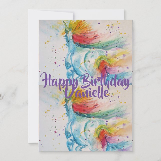 Invitation d'anniversaire à l'aquarelle d'art lico (Devant)
