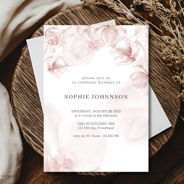 Invitation d'anniversaire à l'aquarelle d'orchidée (Créateur téléchargé)