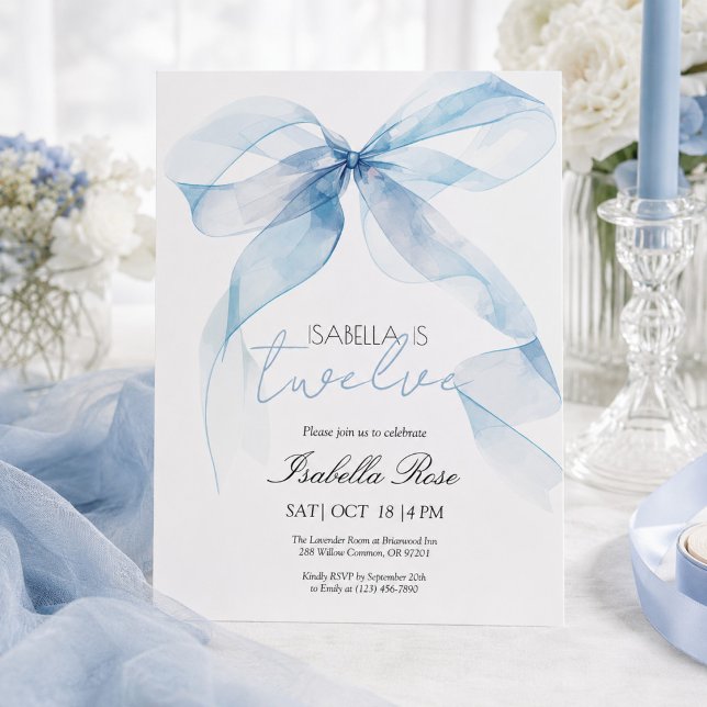 Invitation d'anniversaire à l'arc bleu aquarelle  (Créateur téléchargé)