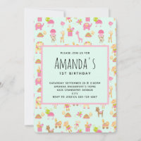 Invitation d'anniversaire à motif Animaux de Nurse