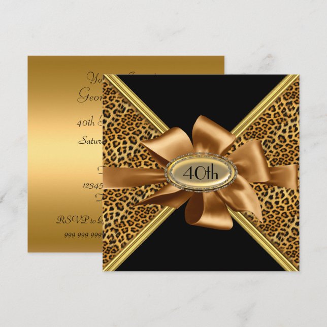 Invitation d'anniversaire à motif léopard (Devant / Derrière)