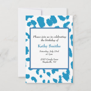 Invitation d'anniversaire à motif léopard bleu