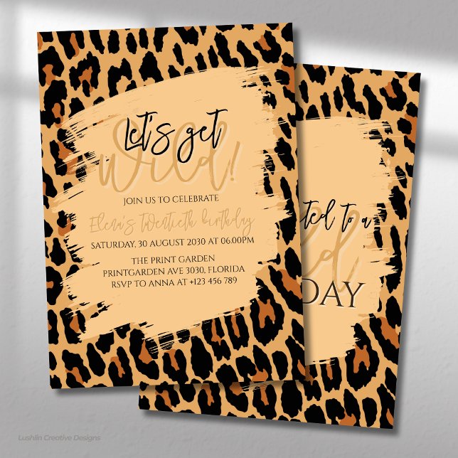 Invitation d'anniversaire à motif léopard élégant  (Créateur téléchargé)