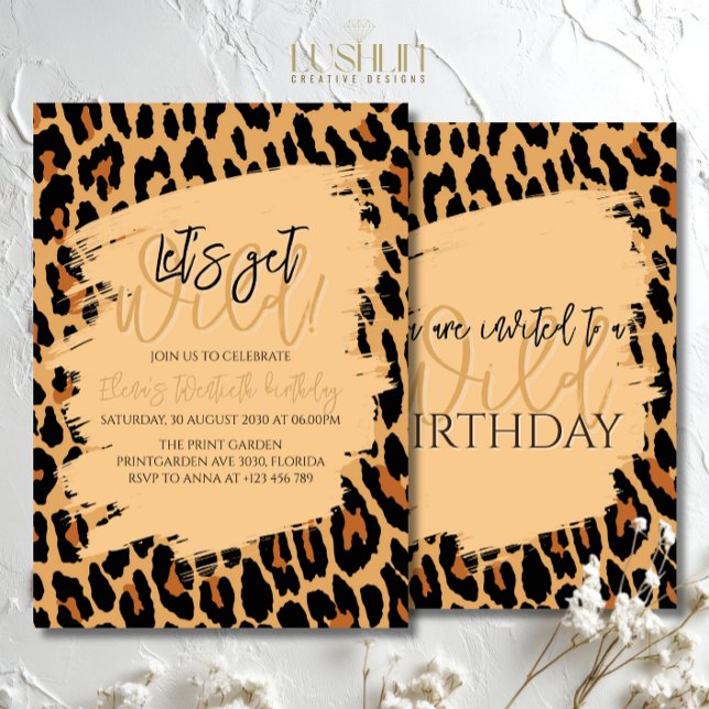 Invitation d'anniversaire à motif léopard élégant  (Créateur téléchargé)