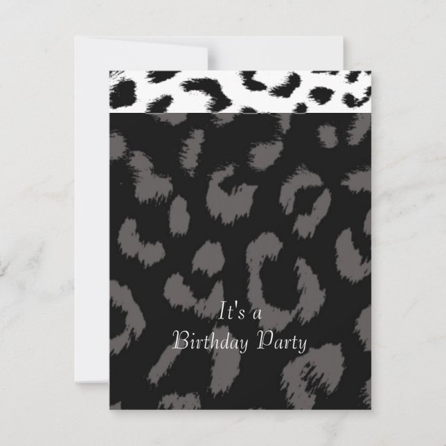 Invitation d'anniversaire à motif léopard noir (Devant)