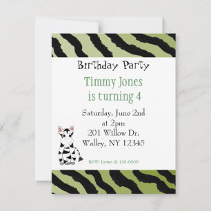 Invitation d'anniversaire à motif zèbre