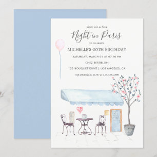 Invitation d'anniversaire à Paris à l'aquarelle
