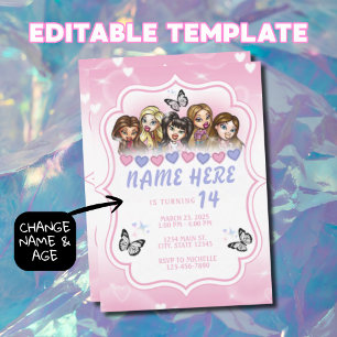Invitation d'anniversaire à pinceau pour poupée Br