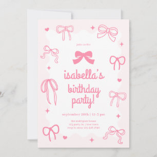 Invitation d'anniversaire à ruban coquette rose am