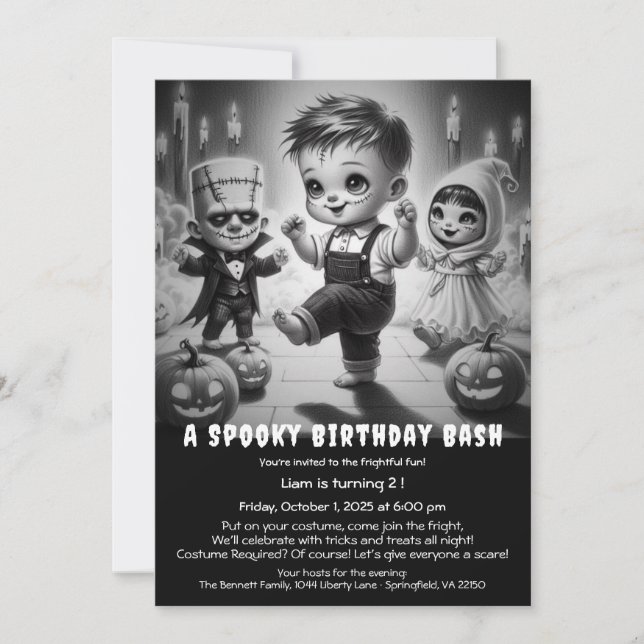 Invitation d'anniversaire à thème de costume d'Hal (Devant)