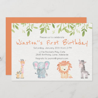 Invitation d'anniversaire à thème de la jungle de