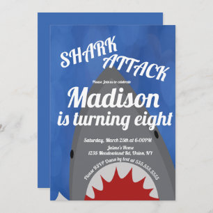 Invitation d'anniversaire à thème de requin modern