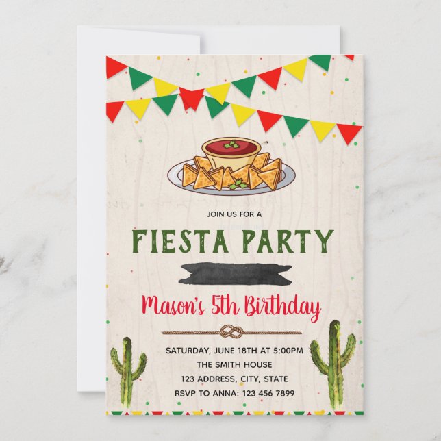 Invitation d'anniversaire à thème Fiesta (Devant)