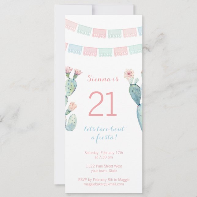 Invitation d'anniversaire à thème mexicain pour fi (Devant)